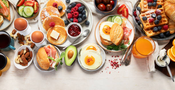 istock Fresh healthy breakfast. Table with full healthy breakfast. 2190645971