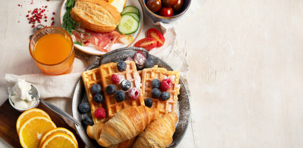 istock Fresh healthy breakfast. Table with full healthy breakfast. 2190645986