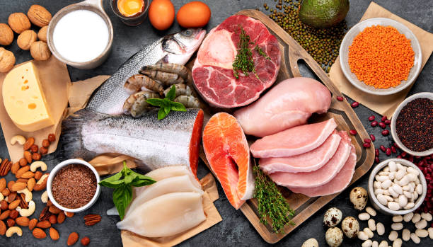 istock Natural sources of protein on dark background. 2190645998