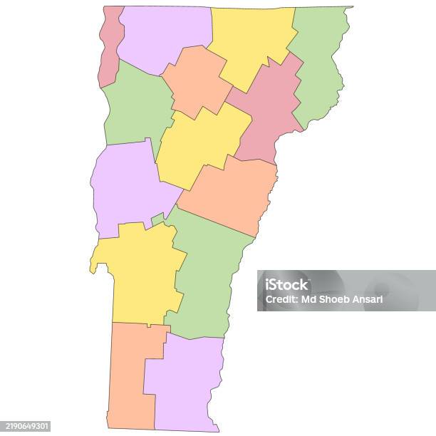 Vt Political Map Colorful Vermont Political Map With Counties Stock Illustration ...