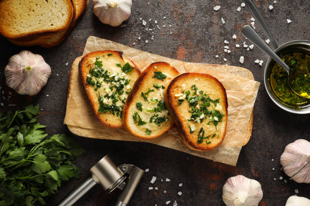 istock Tasty toasts with garlic, homemade products appetizer 2190649633