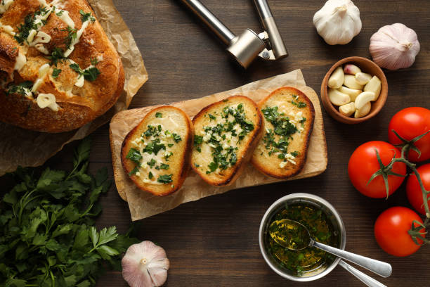 istock Tasty toasts with garlic, homemade products appetizer 2190649657
