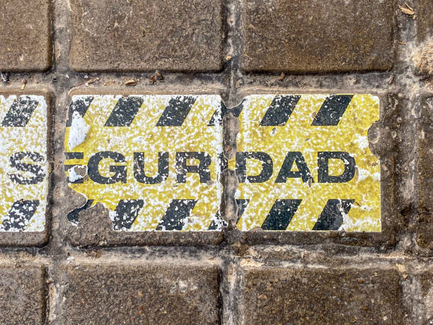 istock Weathered social distancing marking on the sidewalk 2190650163