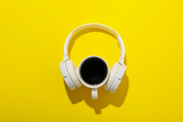 istock Concept of freelance, composition with hot drink and headphones 2190652247
