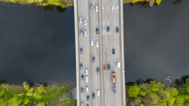 istock Aerial View of Highway Bridge Over River 2190653654