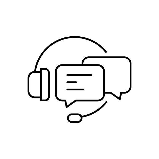 illustrations, cliparts, dessins animés et icônes de icône de ligne de service client en ligne avec trait modifiable. l’icône convient à la conception de sites web, aux applications mobiles, à l’interface utilisateur, à l’ux et à la conception d’interfaces graphiques. - opérateur téléphonique
