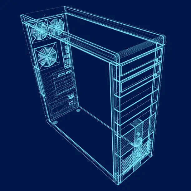 Vector Desktop Case Free three types of computer cases blueprint Illustrations & Vectors ...