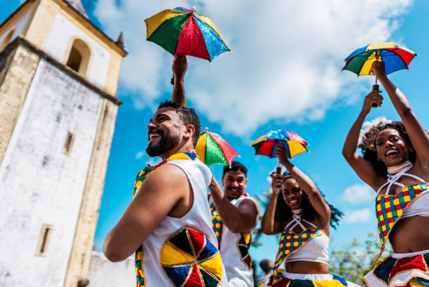 istock Group of frevo dancers dancing outdoors 2190667221