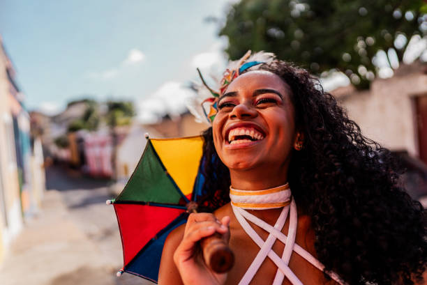 istock Young frevo dancer with eyes closed outdoors 2190669989