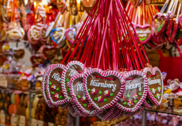 istock Hanging Gingerbread hearts sugar lettering Nuremberg german 