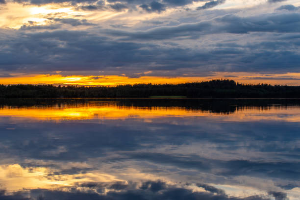 Evening sunset over the lake