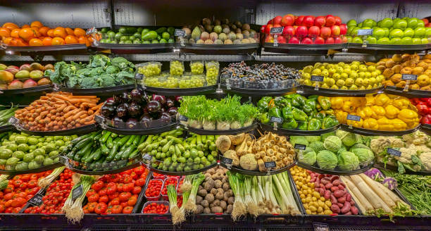 istock Closeup Colorful Fresh Produce Display in Grocery Store 2190684708