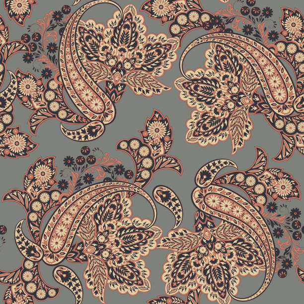 istock Seamless pattern with paisley ornament. Ornate floral decor for fabric. Vector illustration 2190685327