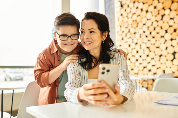 istock Joyful moments shared between mother and son in a cozy cafe setting 2190692196