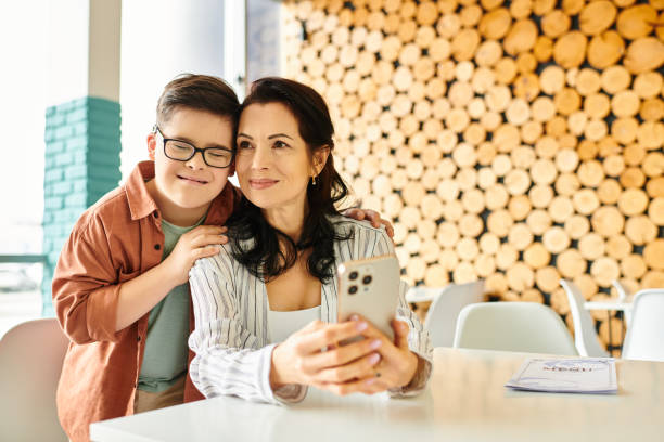 istock Joyful moments between mother and son in a cozy cafe setting 2190692201