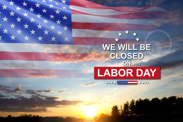 istock Labor Day Background. American flag against the sunset 2190693922