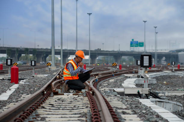 istock Engineer work on railway and checking  signaling of transportation 2190694581