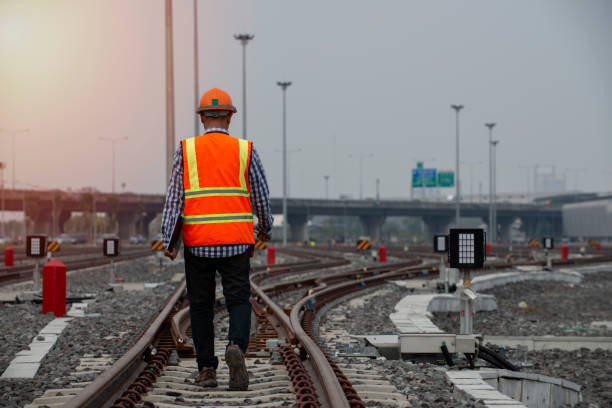 istock Engineer work on railway and checking  signaling of transportation 2190694596