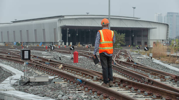 istock Engineer work on railway and checking  signaling of transportation 2190694645