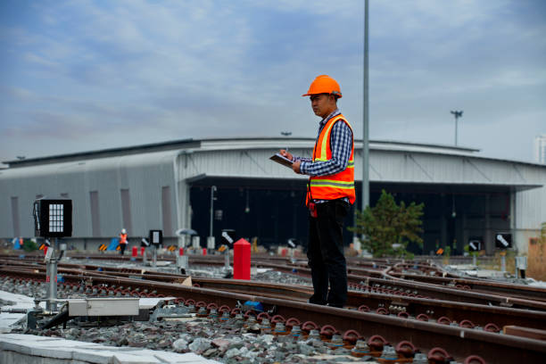 istock Engineer work on railway and checking  signaling of transportation 2190694684