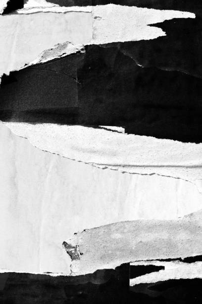 istock Old ripped torn blank black and white posters textures backgrounds grunge creased crumpled paper vintage collage placards empty space text 2190694851
