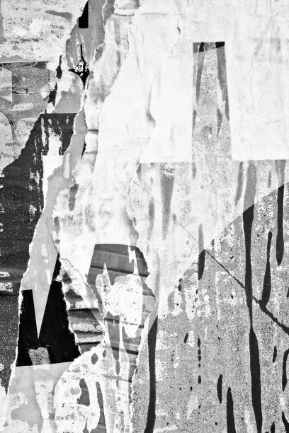 istock Old ripped torn blank black and white posters textures backgrounds grunge creased crumpled paper vintage collage placards empty space text 2190695344