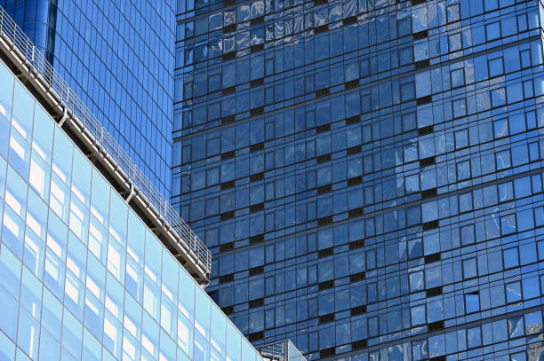 Reflections in the windows of an office block in Bristol, UK