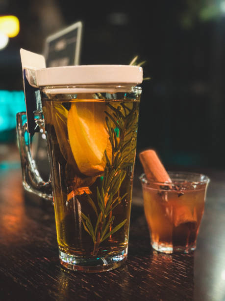 Cup of winter tea in the pub.