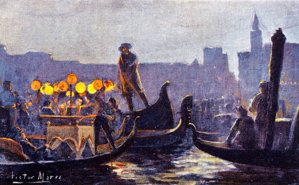 Antique image from French magazine, Story in Venice