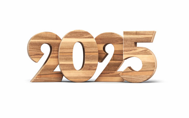 istock New Year 2025 Written with Wooden Material Object + Shadow Path 2190705704