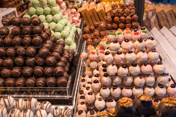 istock Assorted Gourmet Sweets Display At Christmas Market 2190706983
