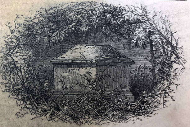 Antique illustration pre 1900 -  burial tomb on Fish Island Florida