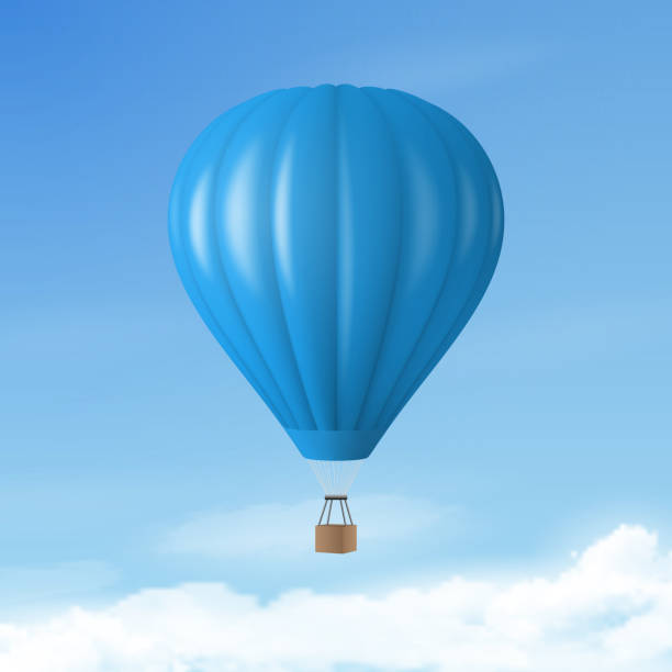 istock Vector Travel Banner with 3d Realistic Hot Air Balloon Icon on a Blue Sky Background. Design Template, Summer Vacation, Travelling, Tourism and Journey Concept 2190710652
