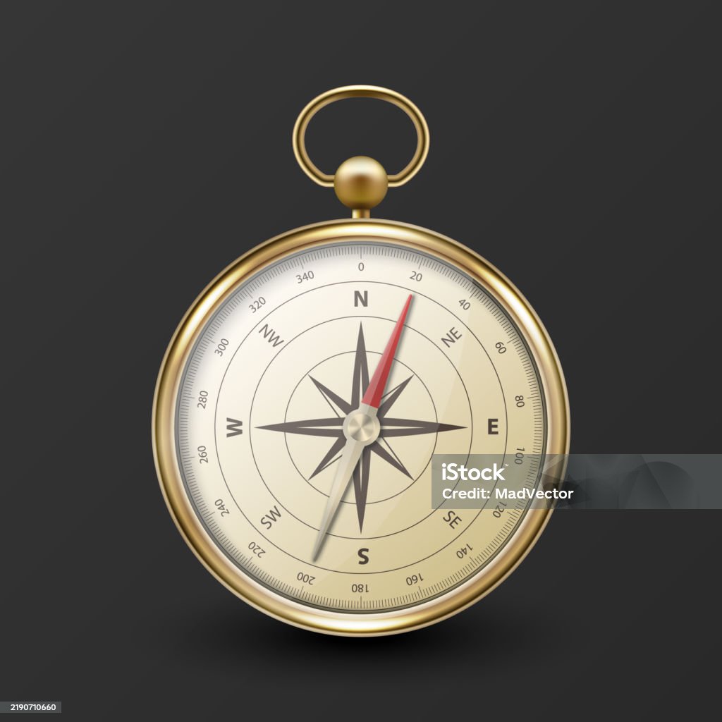 Compass Dile Image Realistic 3d Vector Compass With Gold Metallic Frame Navigation Tool ...