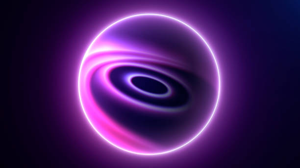 istock Purple blue pulsating nebula glowing abstract sphere. Magic neon energy orb on dark fantasy background. Digital sci fi minimalist flowing plasma wavy core. 2190711217