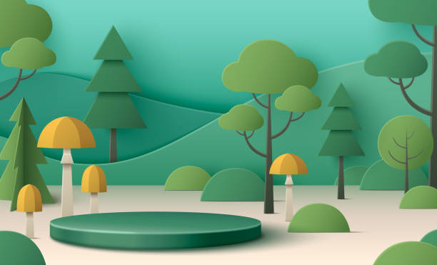istock Summer garden green paper podium for eco product 2190712070