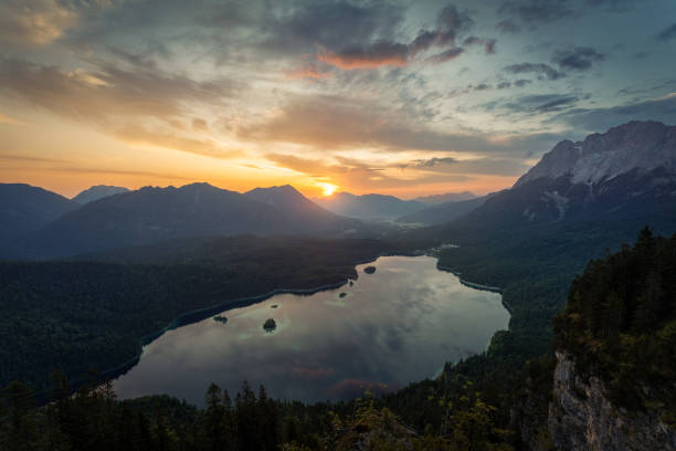 istock Sunset over Mountain Lakes with Hut 2190713105