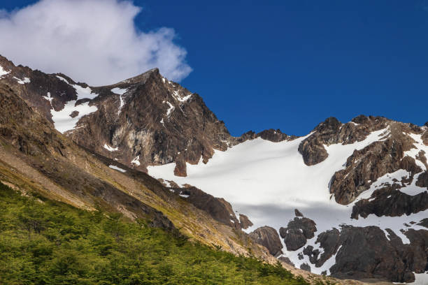 istock Mountain and glacier; blue sky, clouds above. 2190713948