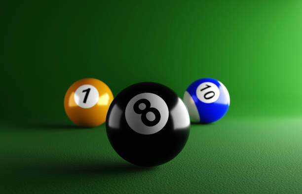 istock Billiards balls on green background 2190717513