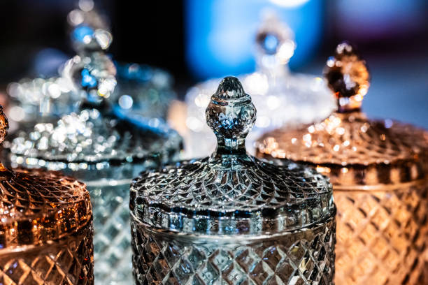 Small glass bottles made as gifts for special occasions such as weddings in Turkey. Lavender, perfume and sugar are placed in them.