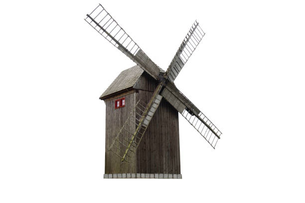 istock vintage wooden mill isolated on white background 2190728557