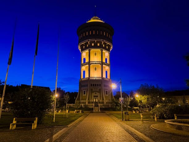 Water tower of Szeged at night