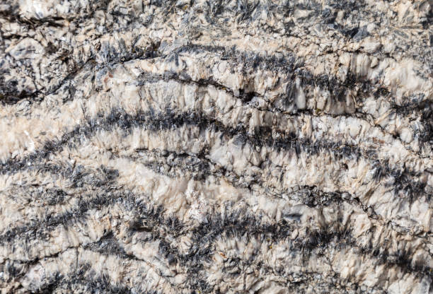 Natural mineral formation displaying intricate patterns found in rocky terrain during daylight