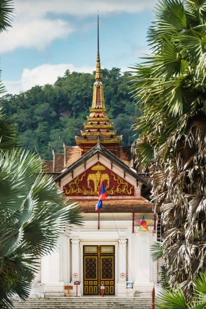 The Royal Palace (National Museum) in Luang Prabang, Laos on a cloudy day.