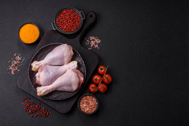 istock Raw chicken or turkey legs with salt, spices and herbs 2190733194