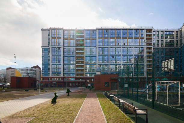 istock Modern Urban Architecture with Glass Faade and Green Space 2190734169