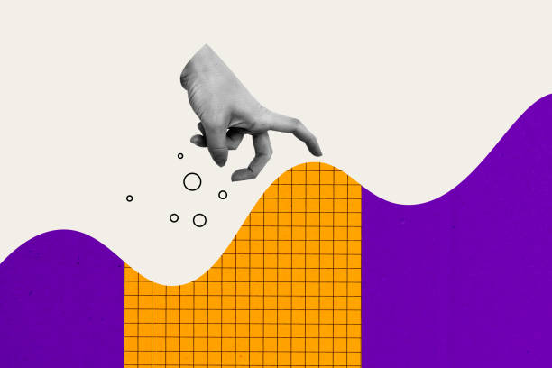 istock 3d retro abstract creative artwork template collage of hand walking gesture data statistics billboard comics zine minimal concept 2190736516