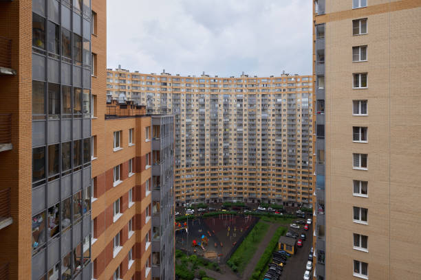 istock Contemporary Urban Apartment Complex Featuring a Beautiful Courtyard View for Residents 2190737102