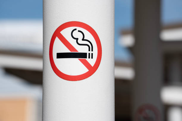 istock No Smoking Sign On A White Pole Downtown Street 2190737182