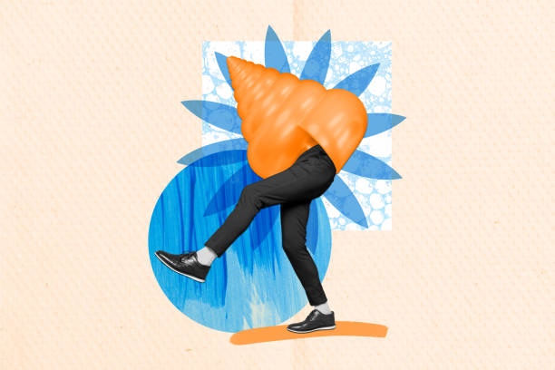 istock Poster collage image of weird character unusual man strange in seashell isolated on creative background 2190737575